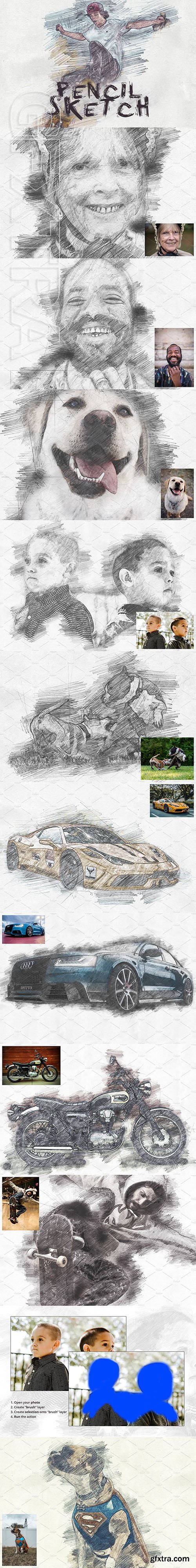 CreativeMarket - Pencil Sketch Photoshop Action 3131294