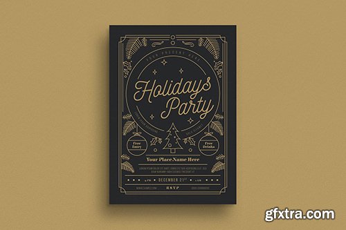 Gold Holiday Party Flyer