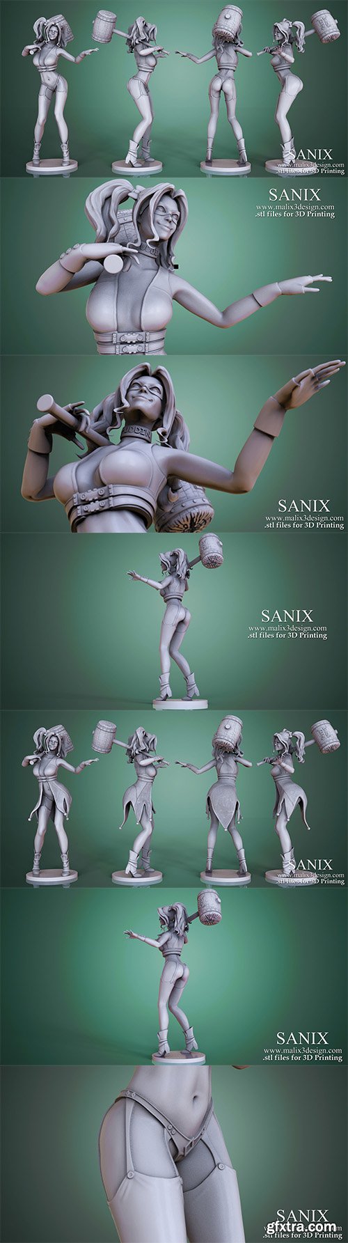 Cubebrush - Harley Quinn - 3D Printable Model Cubebrush - Harley Quinn - 3D Printable Model