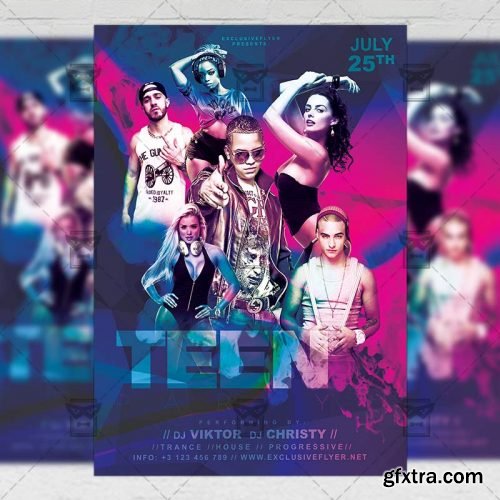 Teen Party Flyer - Club A5 Template