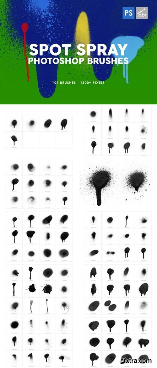 101 Spot&amp;Blob Spray Photoshop Stamp Brushes