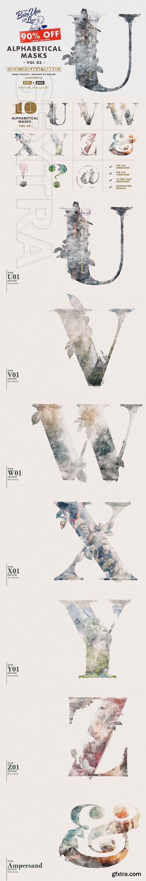 CreativeMarket - 10 Alphabetical Masks Vol 03 3189669