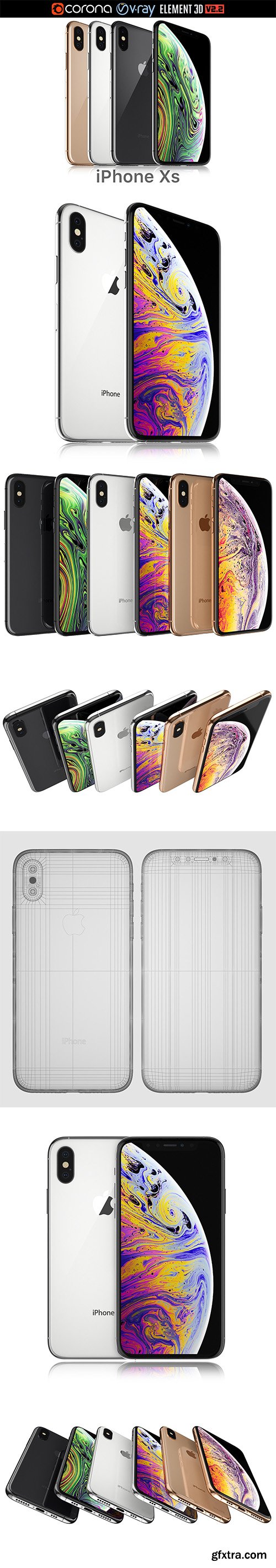 Cubebrush - Apple iPhone XS All colors Cubebrush - Apple iPhone XS All colors