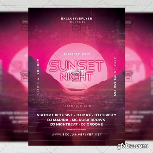 Sunset Night Flyer - Seasonal A5 Template