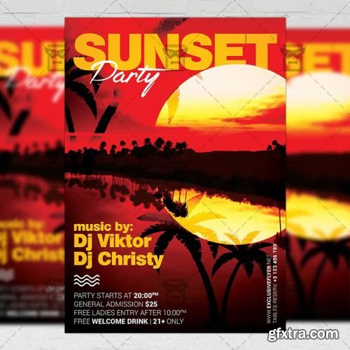 Sunset Party Flyer - Seasonal A5 Template Sunset Party Flyer - Seasonal A5 Template