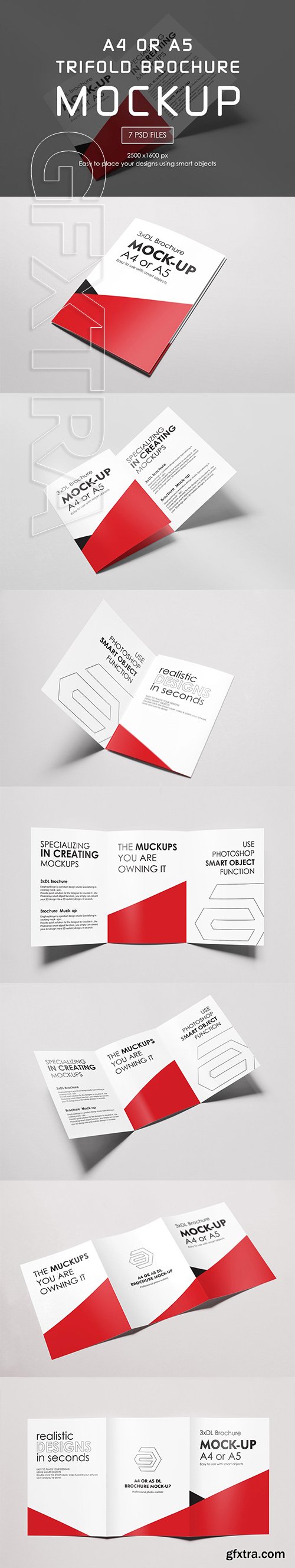 CreativeMarket - A4 or A5 Trifold Mockups 3210840