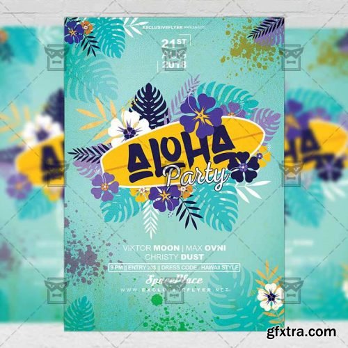 Aloha Party Flyer - Seasonal A5 Template Aloha Party Flyer - Seasonal A5 Template