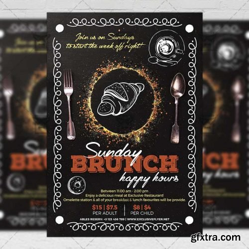 Sunday Brunch Happy Hours Flyer - Food A5 Template