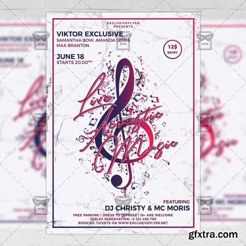 Live Acoustic Music - Club A5 Flyer Template