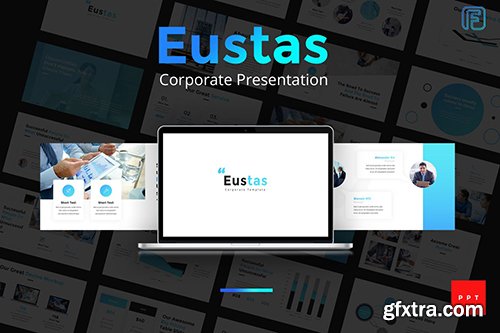 Eustas Blue Business Powerpoint, Keynote and Google Sliders