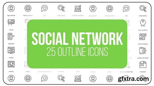 MA - Social Network - 25 Outline Animated Icons After Effects Templates 152042