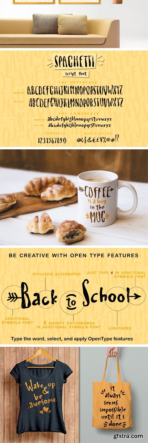 CM - Spaghetti Cute Playful Font & Extras 3014253