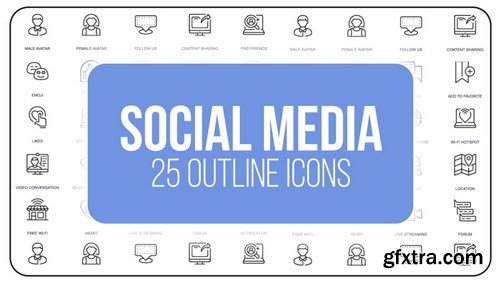 MA - Social Media - 25 Outline Icons After Effects Templates 152041