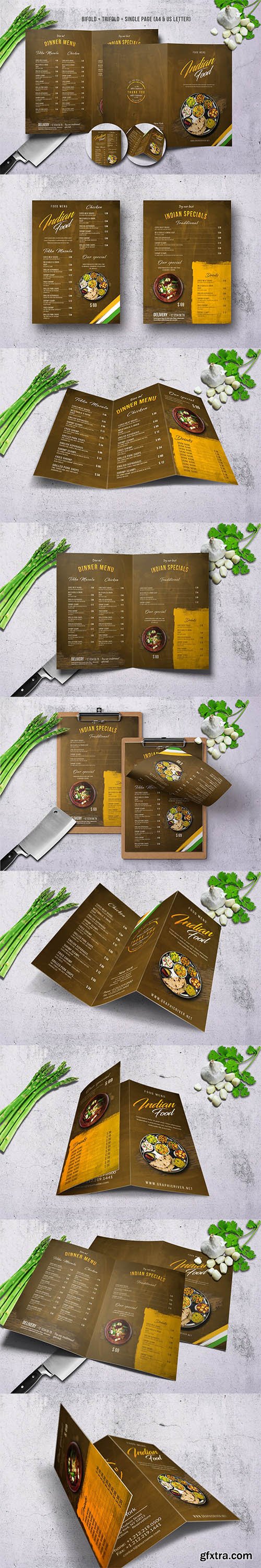 Indian A4 & US Letter Food Menu Bundle