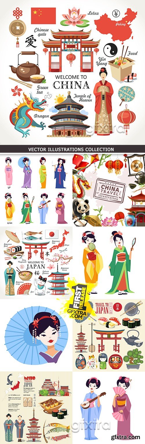 Japan traditions attribute and geisha dress kimono