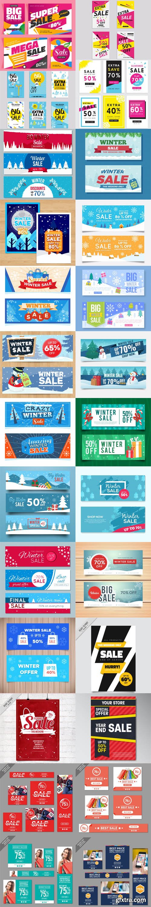 Holiday & Winter Sales Vector Bundle 9