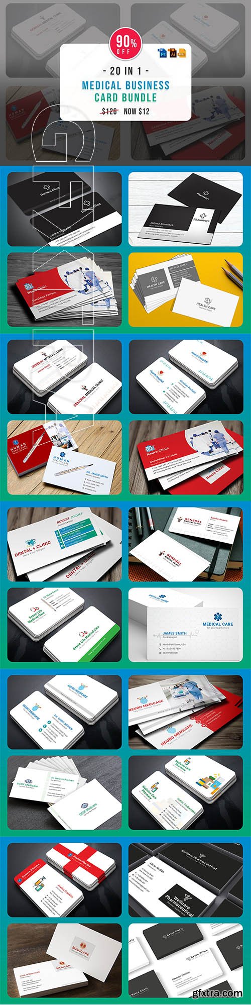 CreativeMarket - Medical Business Cards Bundle 3251021