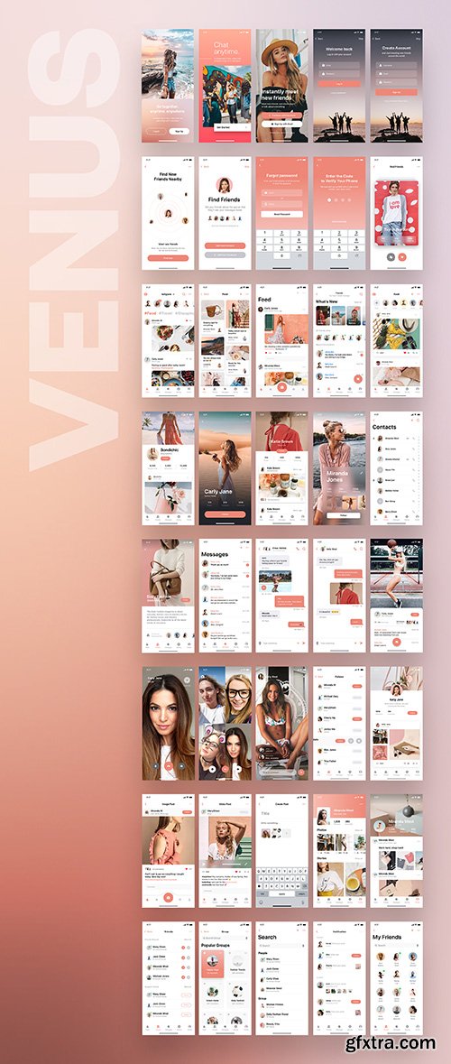 Venus Social Mobile UI Kit Venus Social Mobile UI Kit