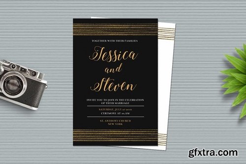 Glitter Gold Wedding Invitation
