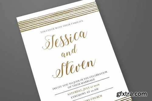 Glitter Gold Wedding Invitation