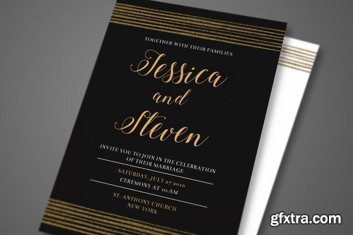 Glitter Gold Wedding Invitation