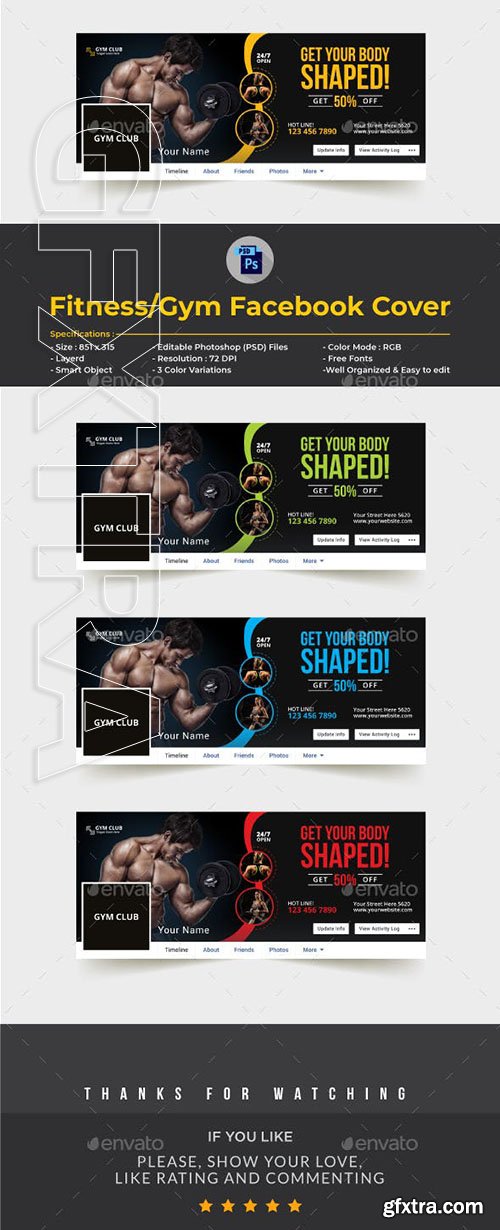 GraphicRiver - Fitness-Gym Facebook Cover Template 23067804