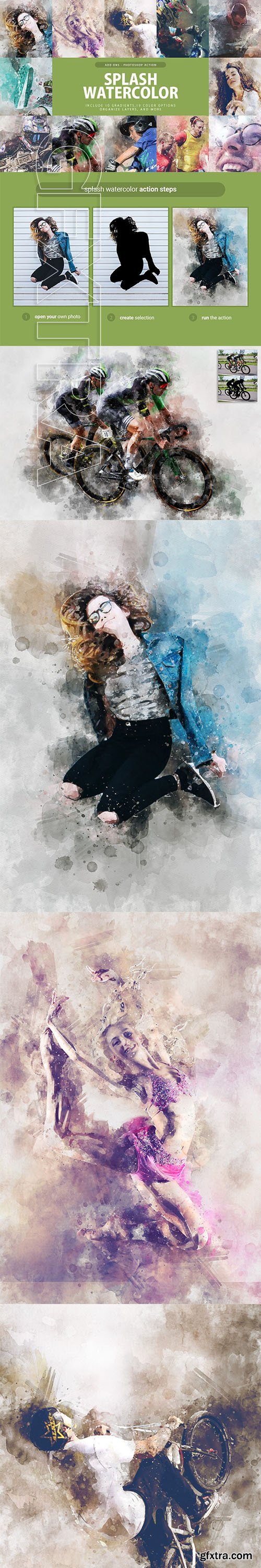 CreativeMarket - Splash Watercolor Photoshop Action 3277527