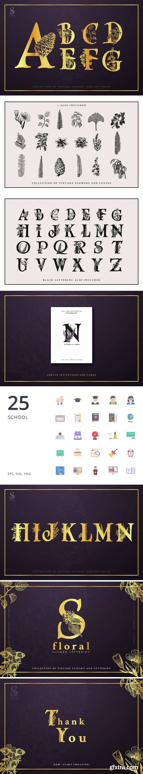 CM - Vintage Floral Graphics and Letters 3320988