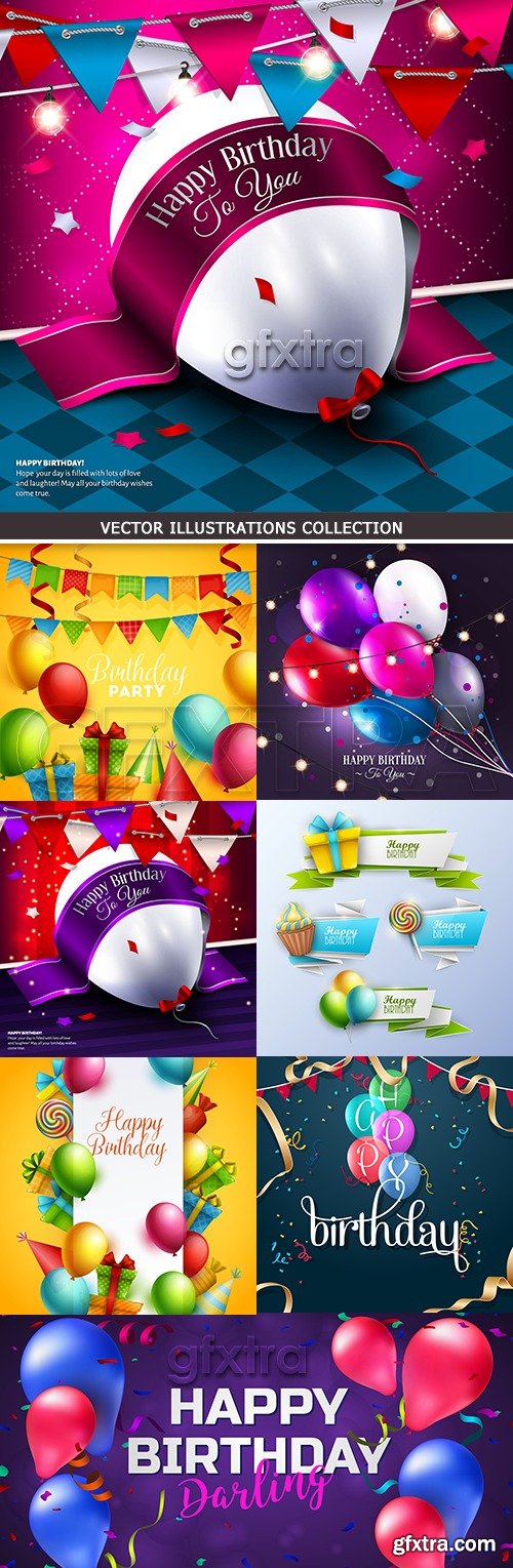 Happy Birthday holiday balloons and gifts collection # 2