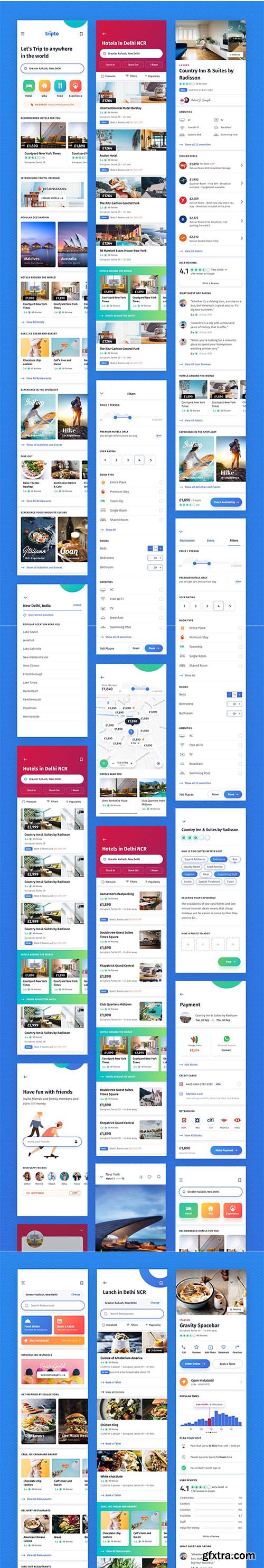 Tripto Travel and Food Mobile App UI-kit Tripto Travel and Food Mobile App UI-kit