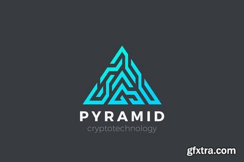 Logo Pyramid Triangle Technology Blockchain sign
