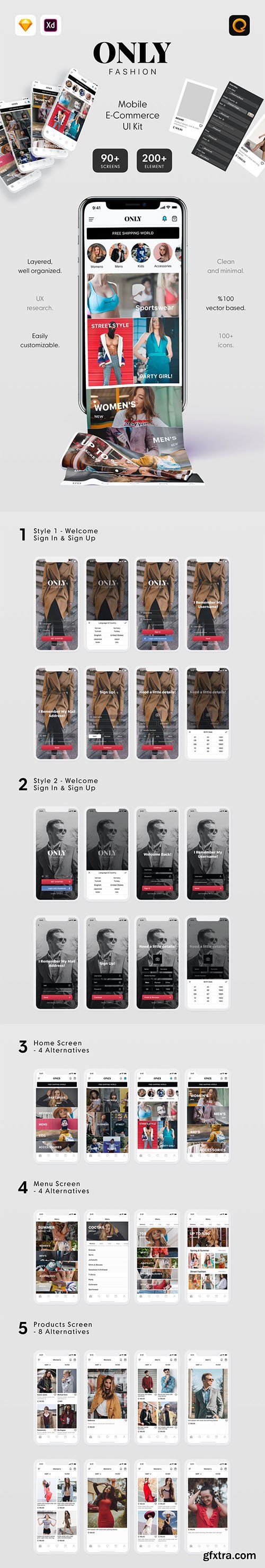 ONLY Fashion Mobile E-Commerce UI Kit ONLY Fashion Mobile E-Commerce UI Kit