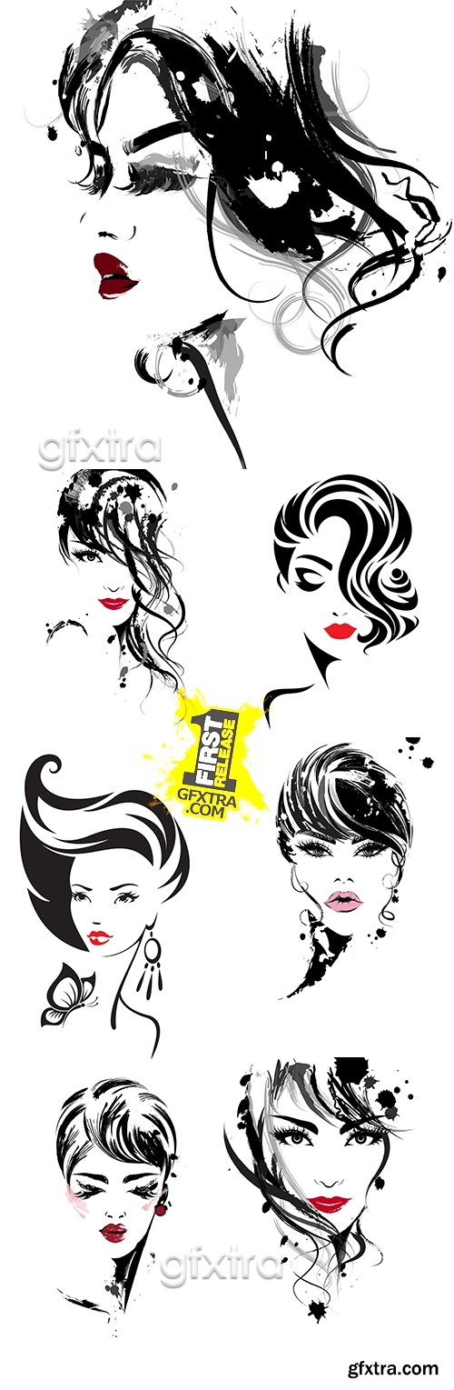 Elegant girl cosmetics and stylish hairstyle logo