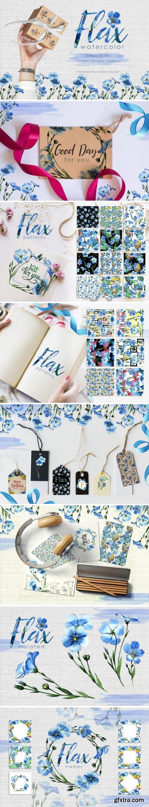 CM - Flax blue Watercolor png 3358680