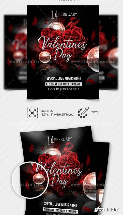 St. Valentine&rsquo;s Day Party V1 2019 Flyer Template in PSD