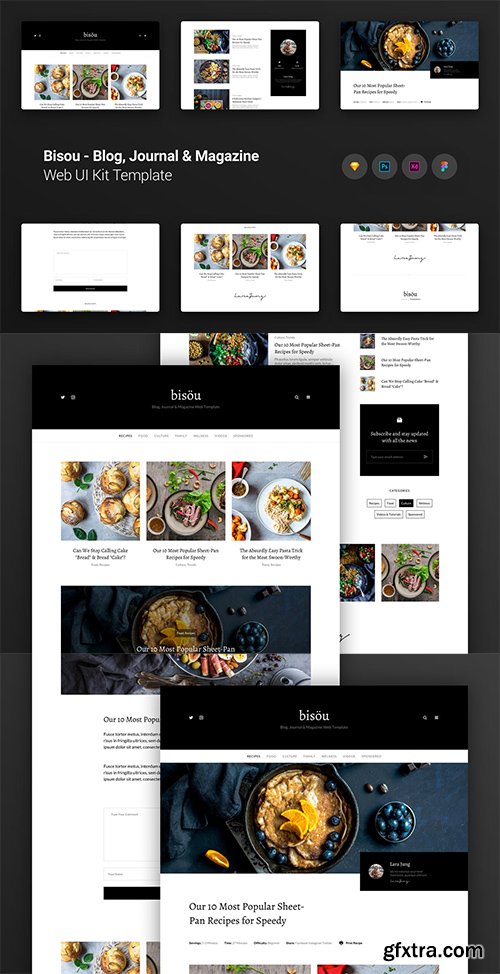 Bisou Blog, Journal & Magazine Web UI Kit Template Bisou Blog, Journal & Magazine Web UI Kit Template