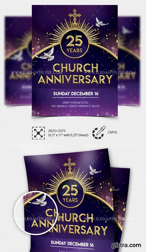 Church Anniversary Flyer V7 2019 PSD Template + Facebook Cover + Instagram Post