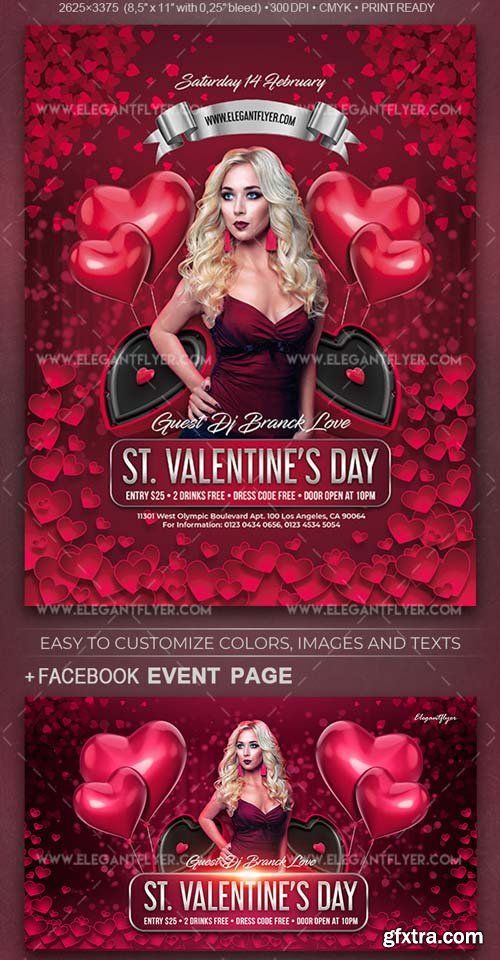 St. Valentine&rsquo;s Day V15 2019 Flyer PSD Template