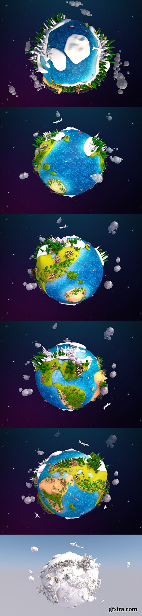 Cgtrader - Cartoon Lowpoly Earth Planet 2 Low-poly 3D model