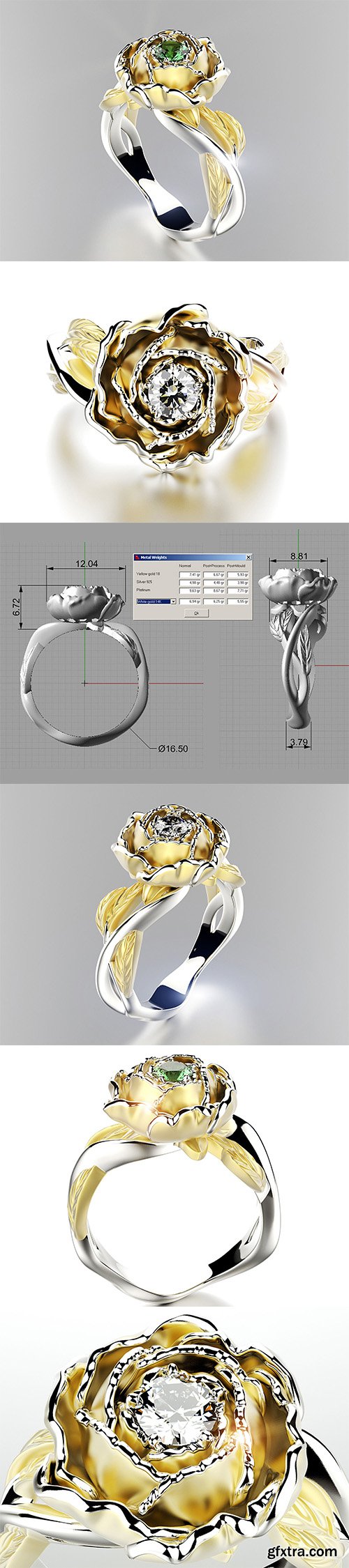 Cgtrader - Peony fashion ring 0004 3D print model Cgtrader - Peony fashion ring 0004 3D print model