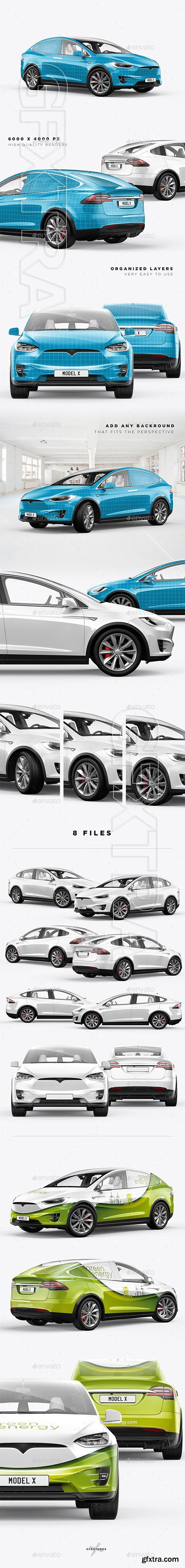 CreativeMarket - Tesla Model X Electric Car Mockup 3391211