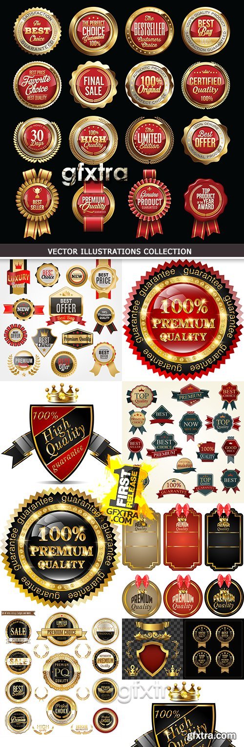 Premium luxury golden badges and labels collection 25