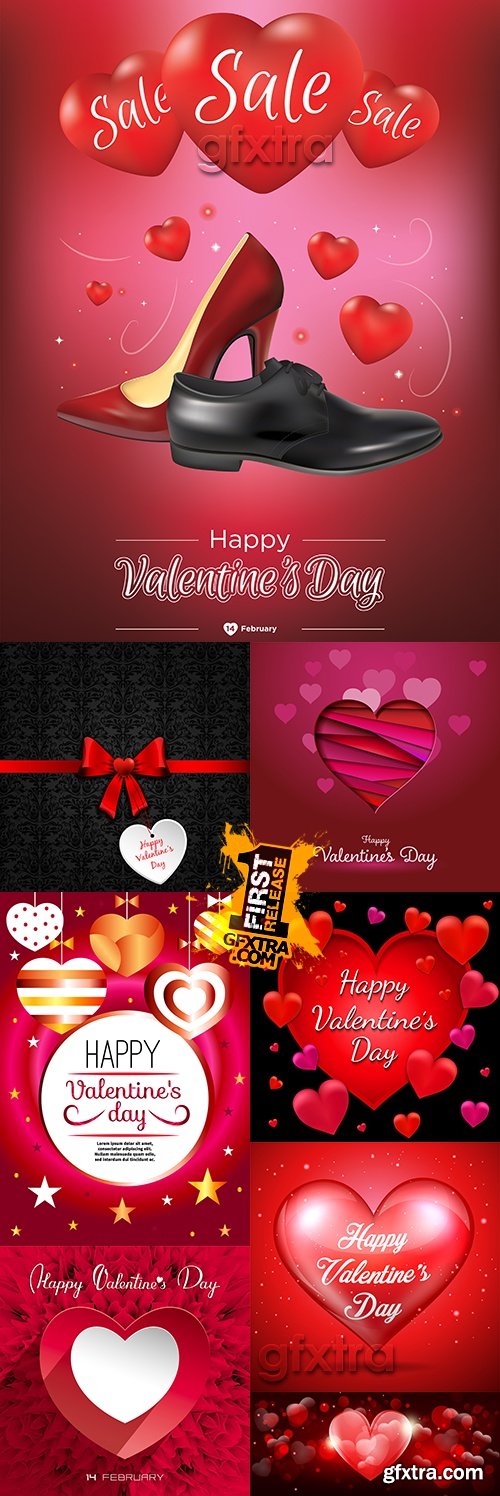 Valentines Day romantic heart and decorative elements 10