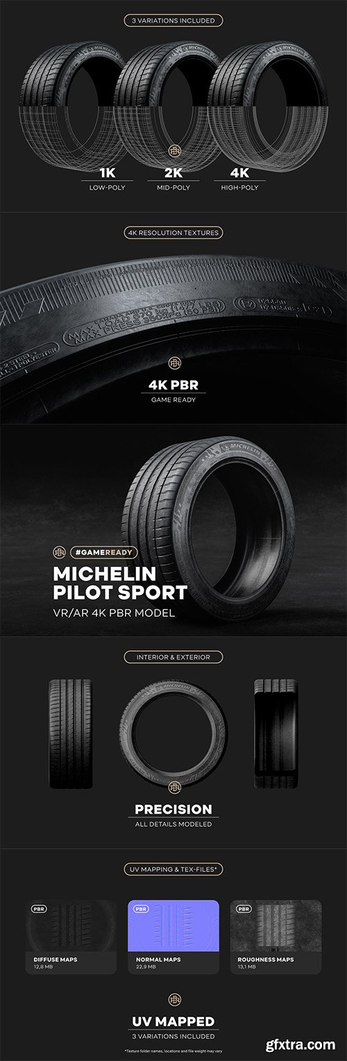 Cgtrader - Michelin Pilot Sport Tire 4K PBR Low-poly 3D model