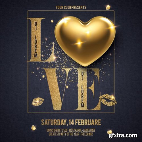 Valentines Day Party Flyer PSD
