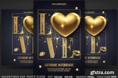 Valentines Day Party Flyer PSD