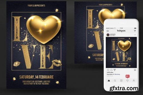 Valentines Day Party Flyer PSD