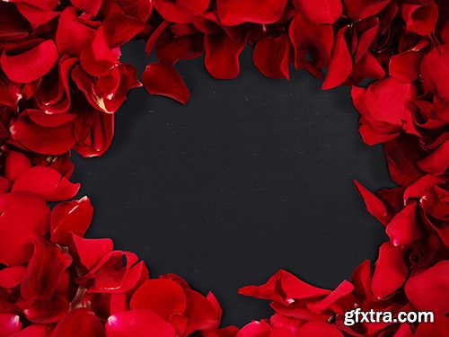 Blackboard with Red Rose Pedal Border Mockup 246885251