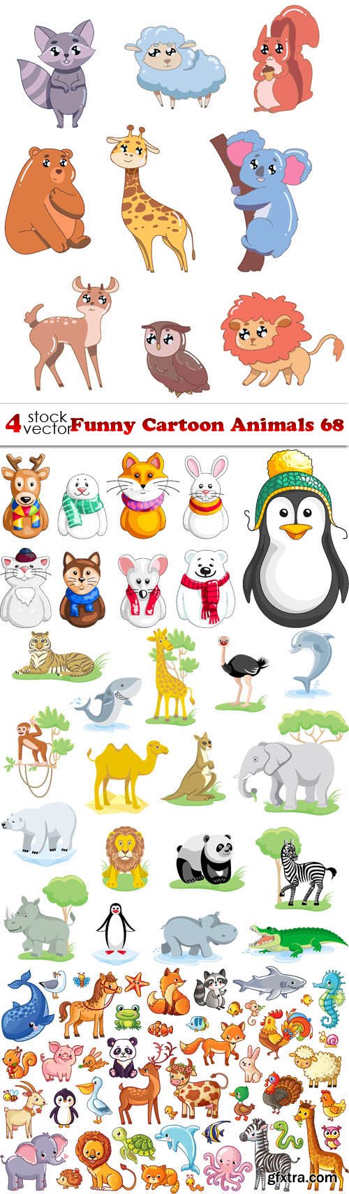 Vectors - Funny Cartoon Animals 68