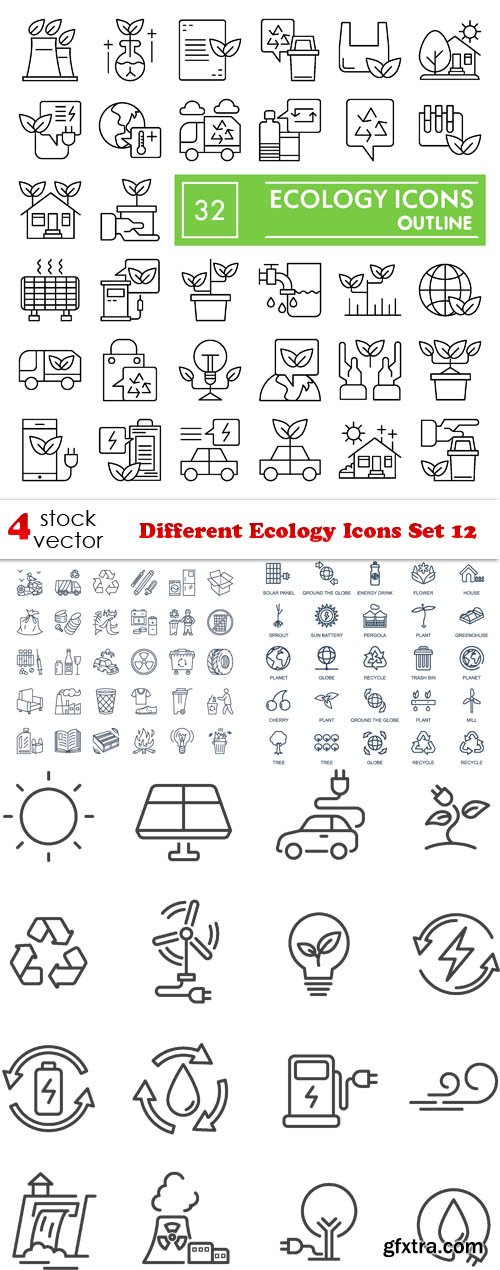 Vectors - Different Ecology Icons Set 12